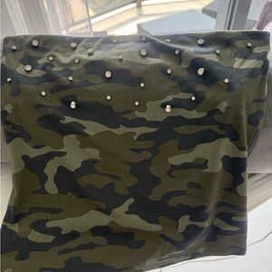 Express Green Embellished Pencil Top for Casual Wear